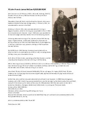 A preview of a PDF biography for McCaw, John Francis James
